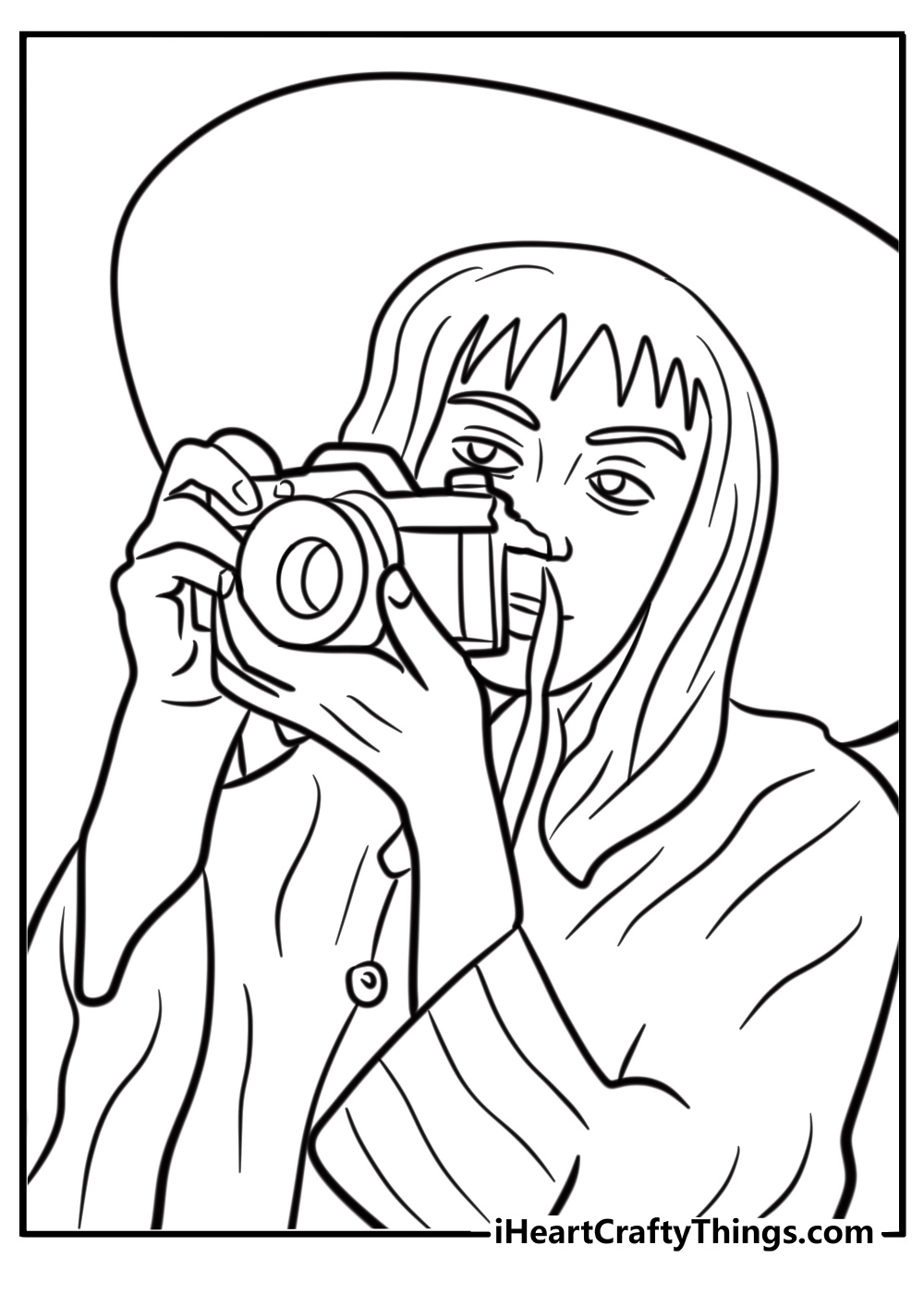 Lydia deetz holding her camera detailed beetlejuice coloring sheet