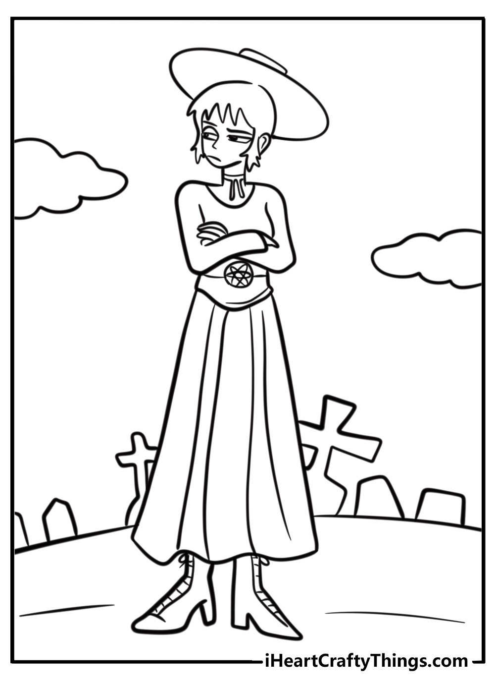 Lydia in her gothic dress printable coloring page