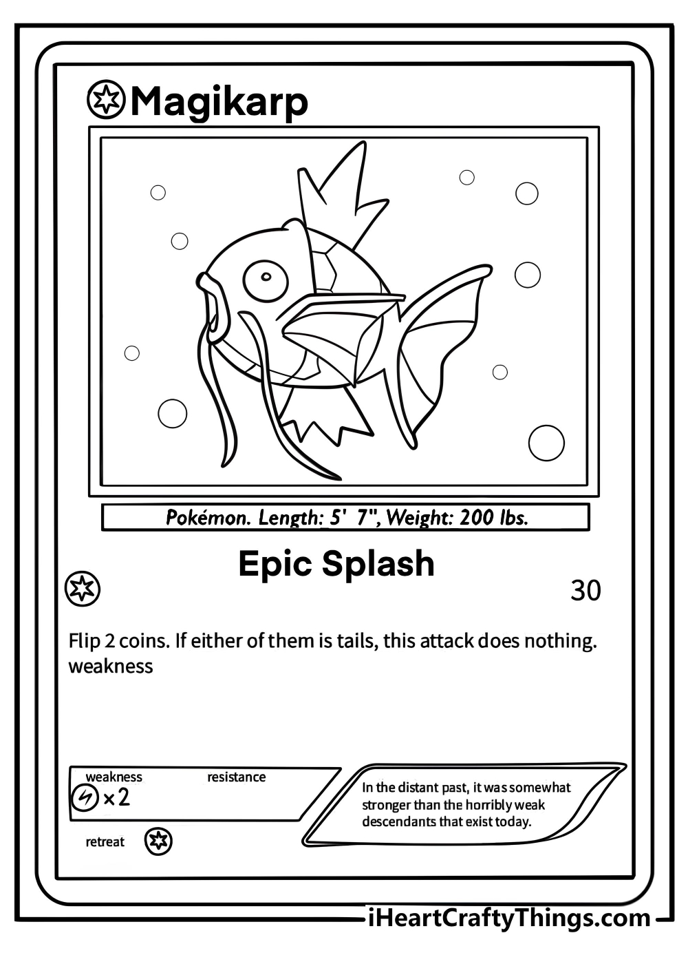 Magikarp pokemon card splashing in the water coloring page