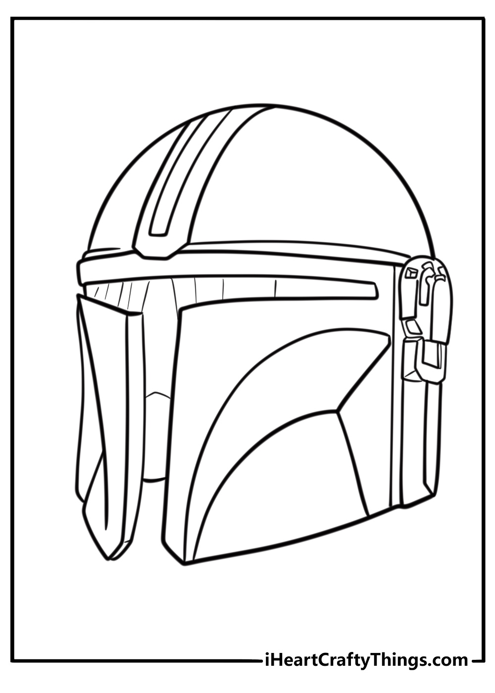 Mandalorian helmet close up free printable coloring page