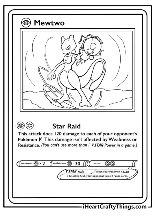 Mewtwo pokemon card howcasing psychic powers coloring page