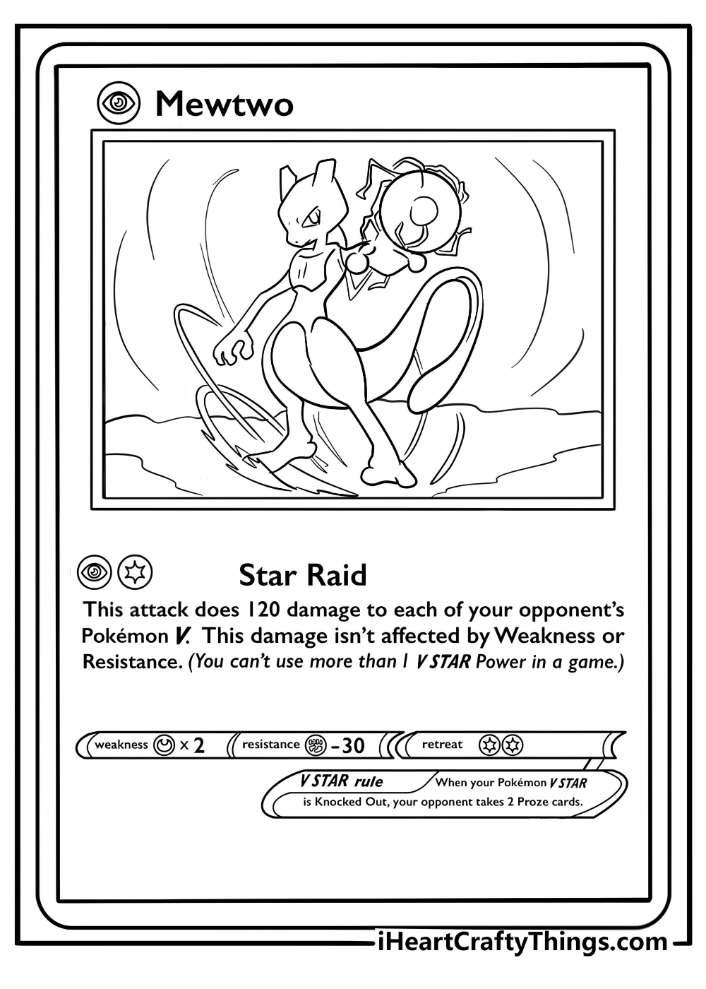 Mewtwo pokemon card howcasing psychic powers coloring page