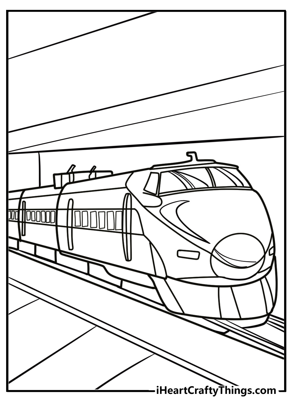 Modern high-speed train detailed coloring sheet