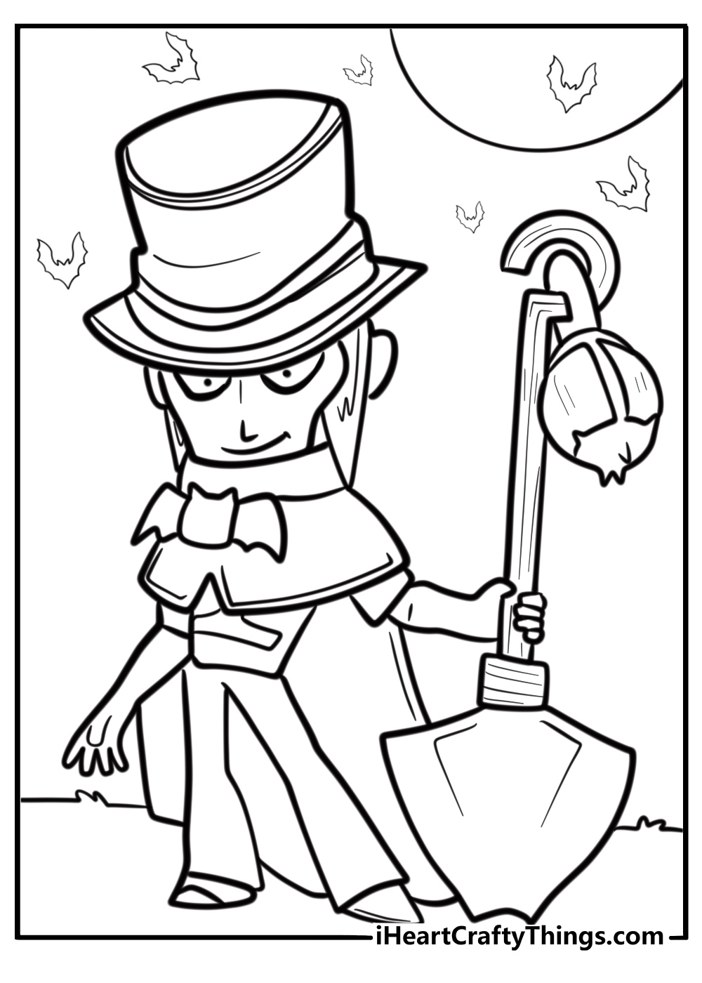 Mortis with his hat and shovel coloring page