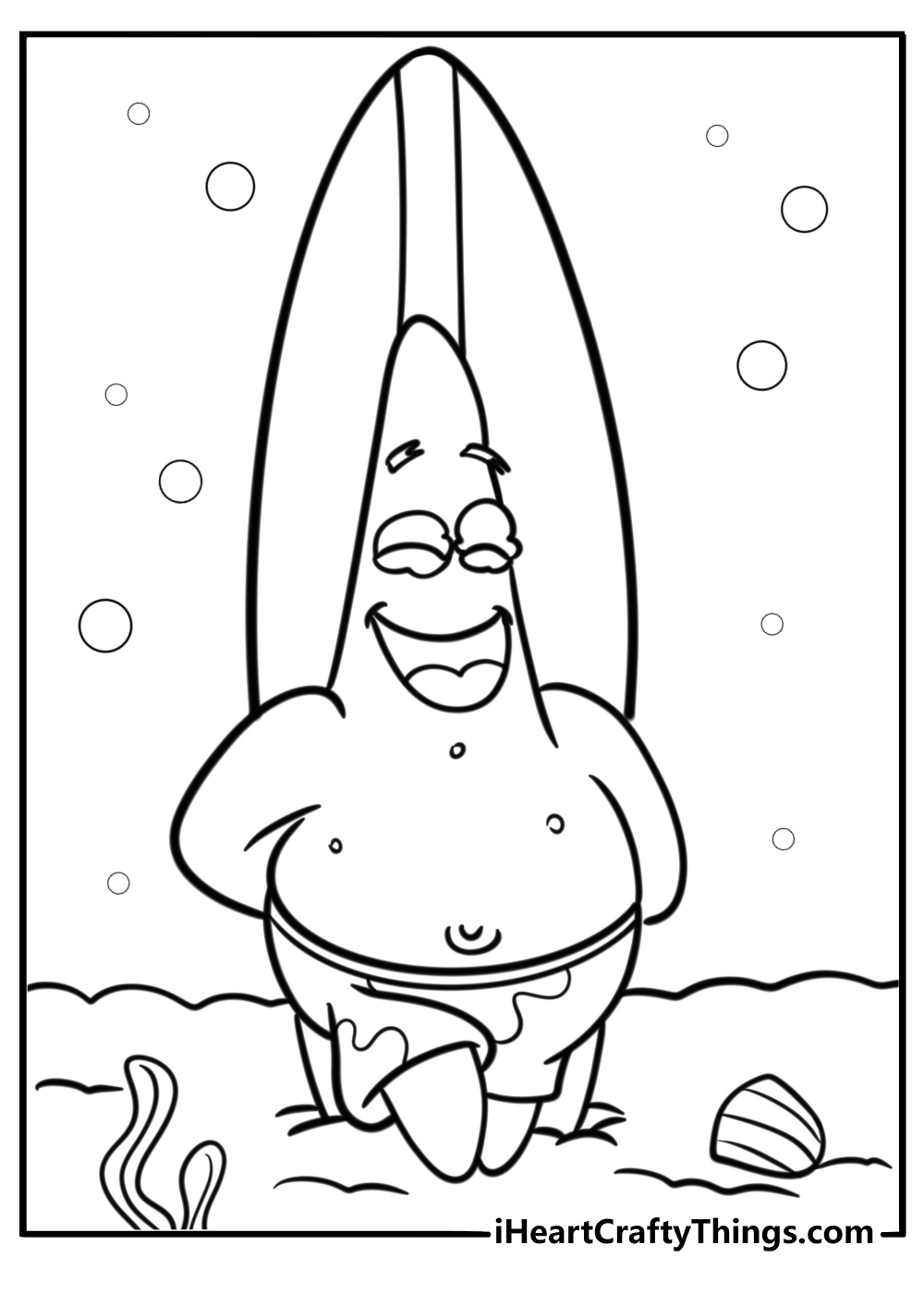 Patrick Star laughing with a big smile coloring page