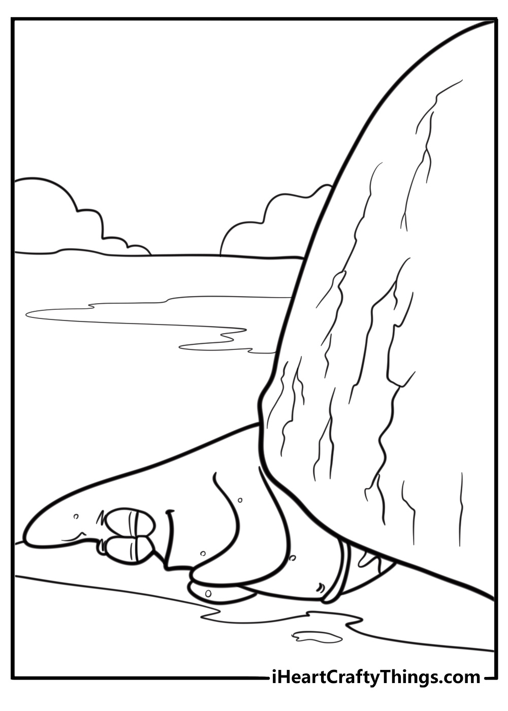 Patrick Star sleeping under a rock free coloring page pdf