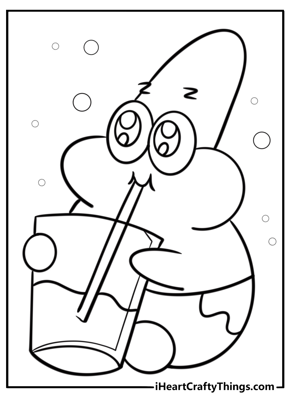 Patrick Star with a goofy face free coloring page pdf