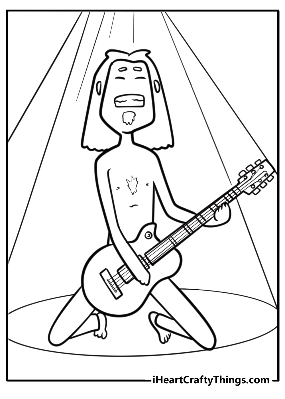 Rock band guitarist performing on stage coloring page