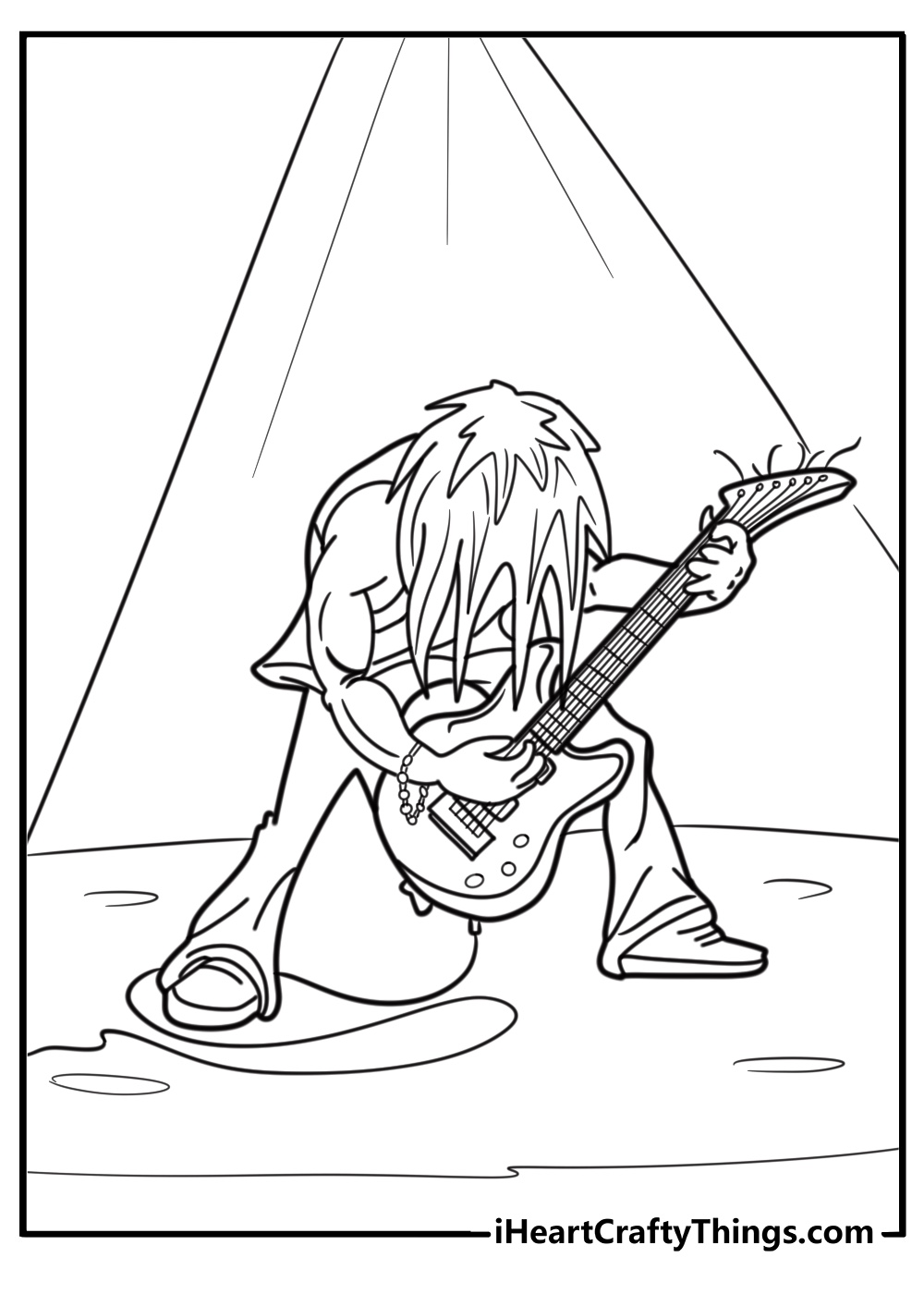 Rock star playing an electric guitar free coloring page pdf