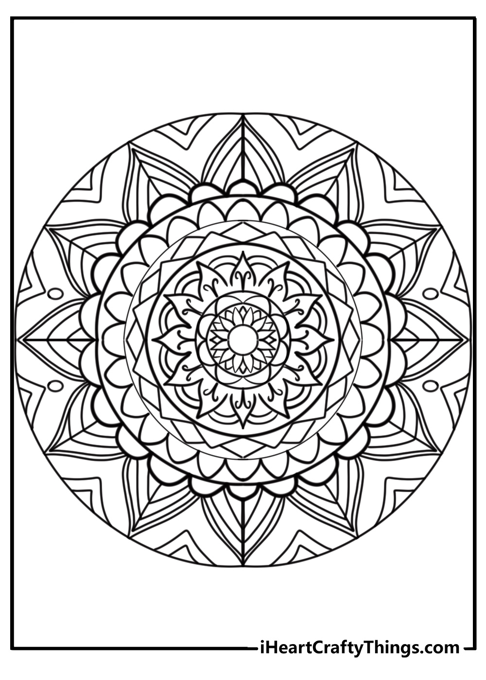 Round flower mandala design for mindfulness coloring