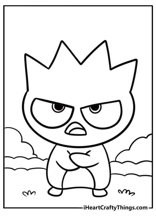 Sanrio badtz maru looking grumpy fun printable coloring sheet