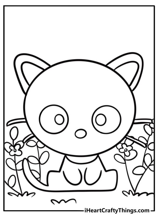 Sanrio chococat sitting with whiskers detailed coloring sheet