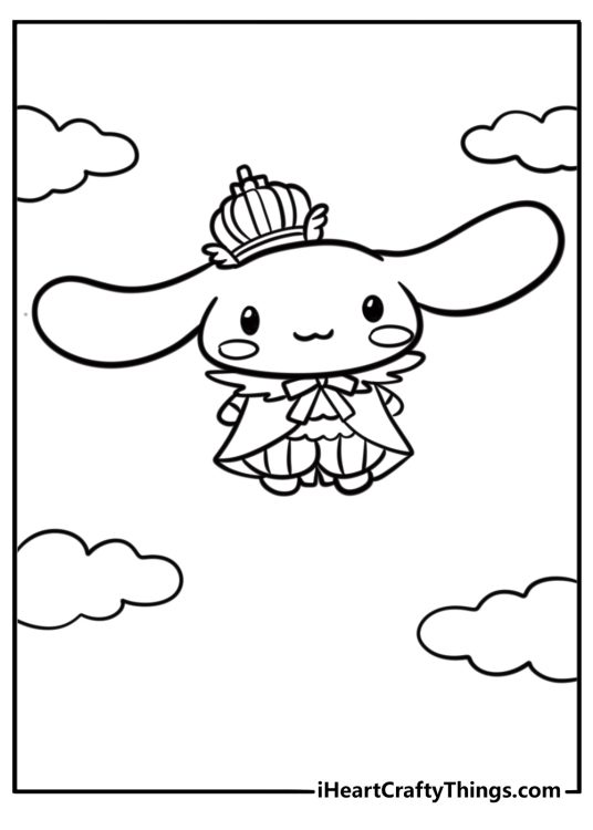 Sanrio cinnamoroll flying with angel wings coloring page