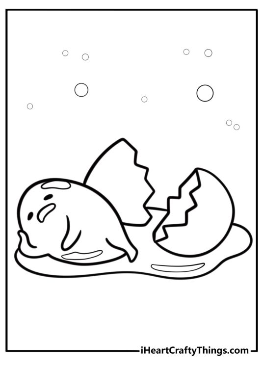 Sanrio gudetama lying on an egg free coloring page pdf