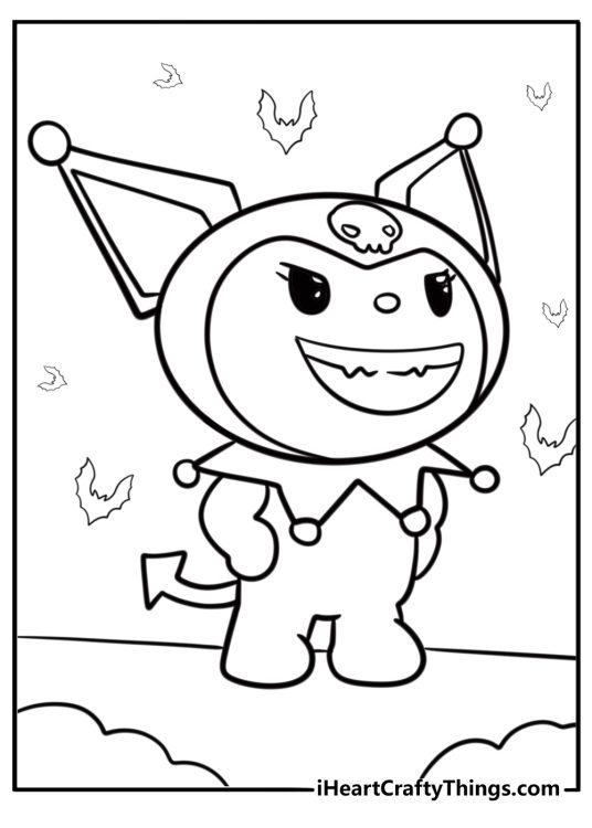 Sanrio kuromi with her mischievous smile free printable coloring page