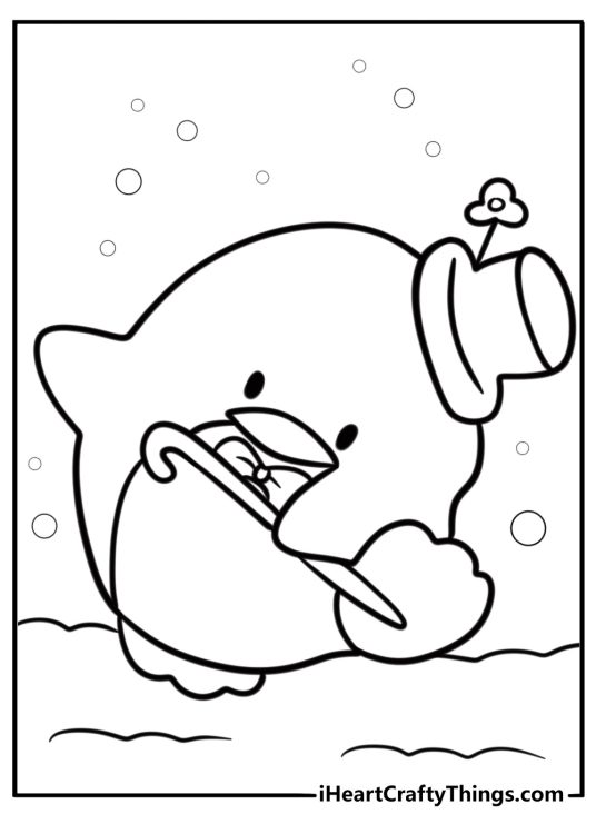 Sanrio tuxedosam with a bow tie and hat coloring page for kids