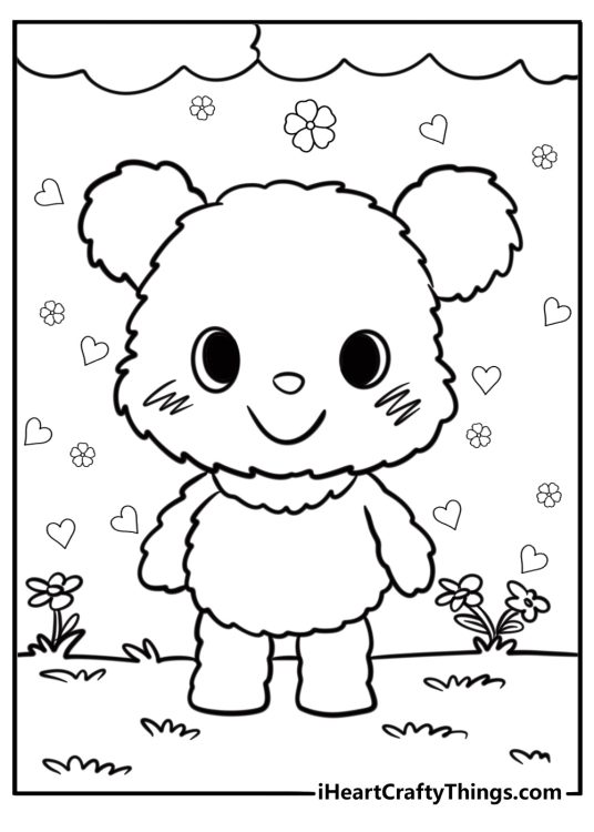 Sanrio wish me mell with flowers and hearts coloring page