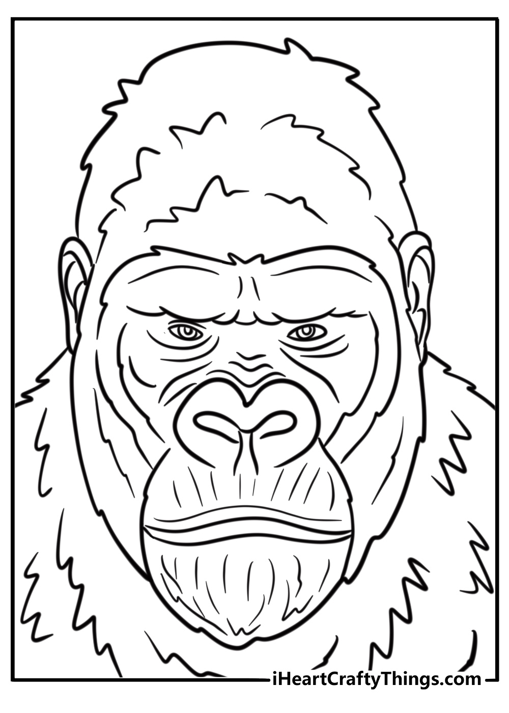 Silverback gorilla with a fierce look coloring page