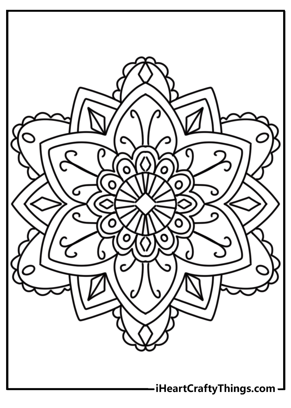 Simple flower mandala coloring page for relaxation