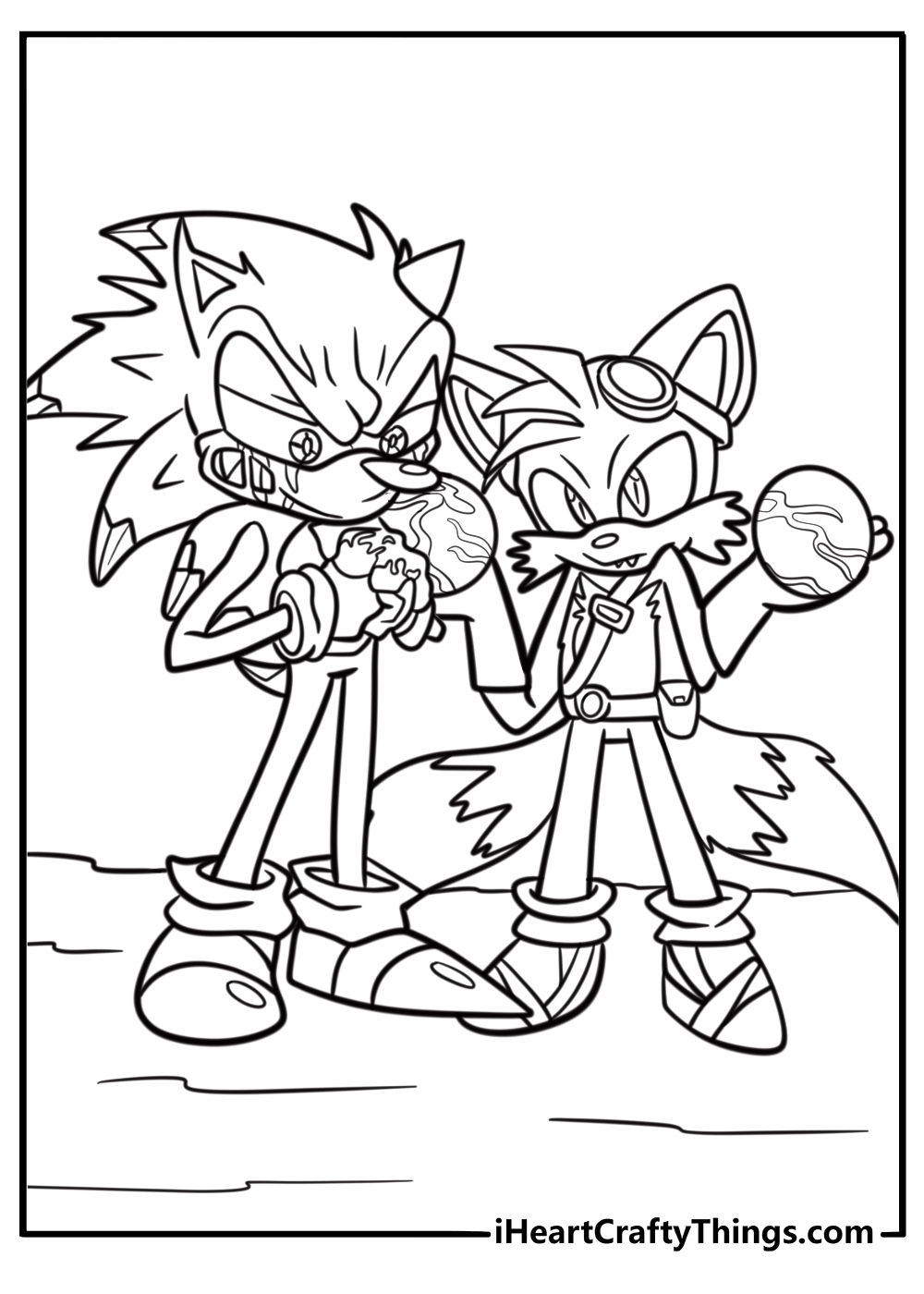 Sonic exe and a dark version of tails free printable coloring page