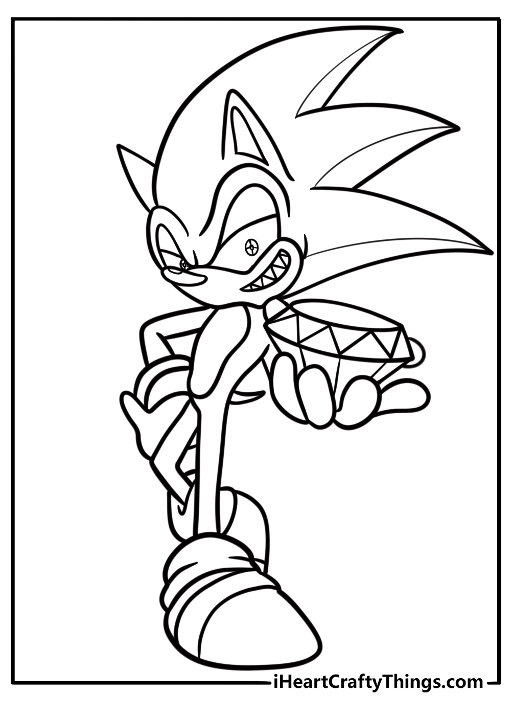 Sonic exe holding a chaos emerald fun printable coloring sheet