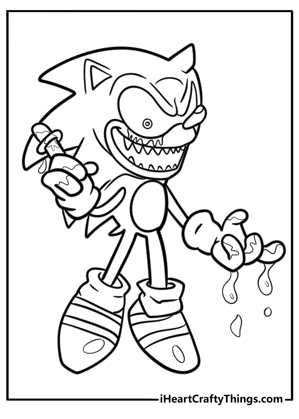 Sonic exe holding a ring covered in blood detailed coloring sheet