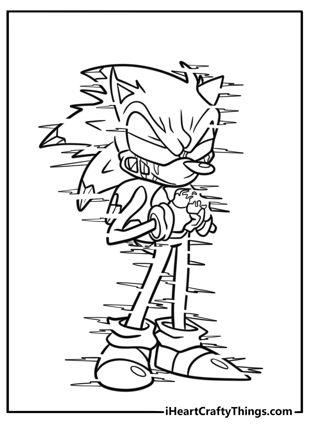 Sonic.exe surrounded by glitch effects fun coloring sheet