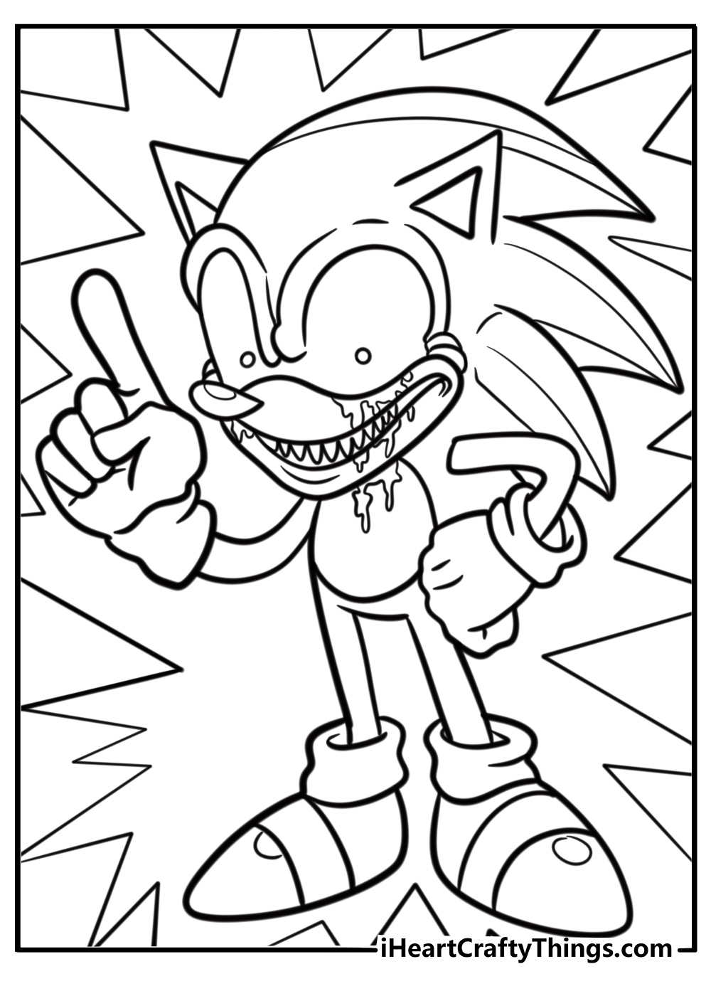 Sonic exe with eerie glowing aura free coloring page pdf