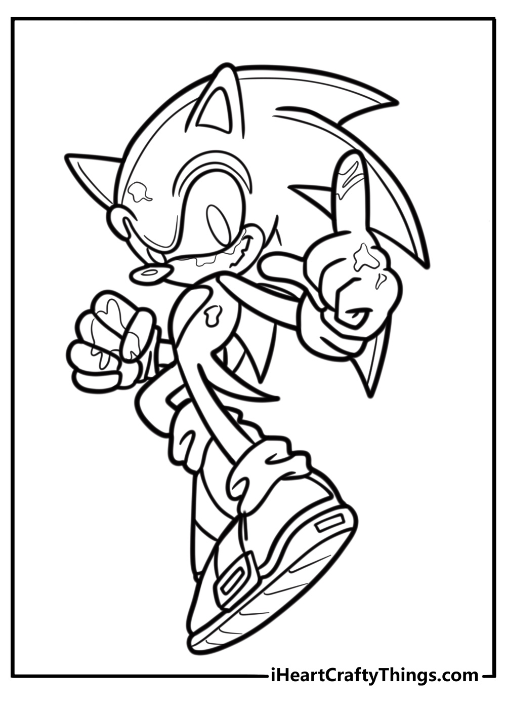 Sonic exe with glowing red eyes coloring page