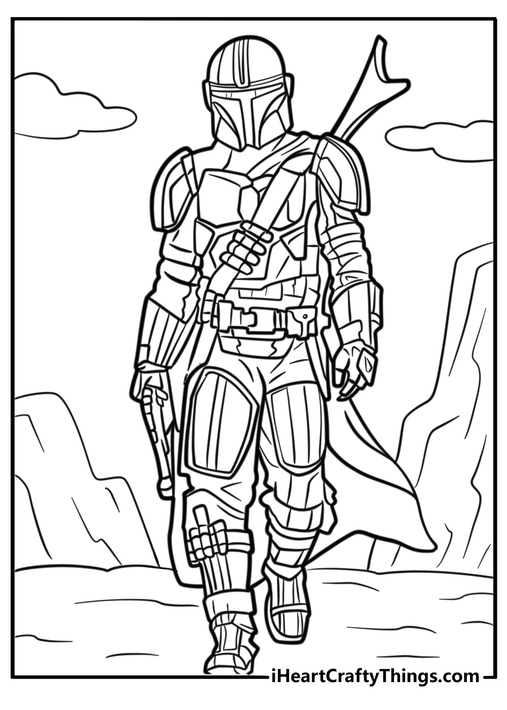 The mandalorian in full armor coloring page