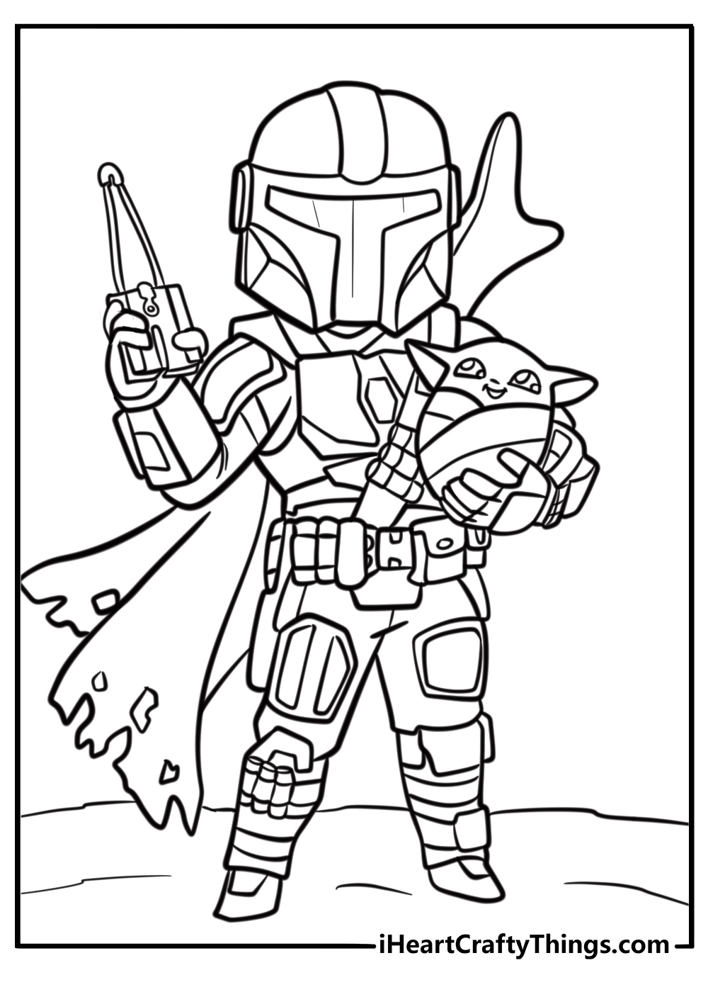 The mandalorian tracking with a scanner free coloring page