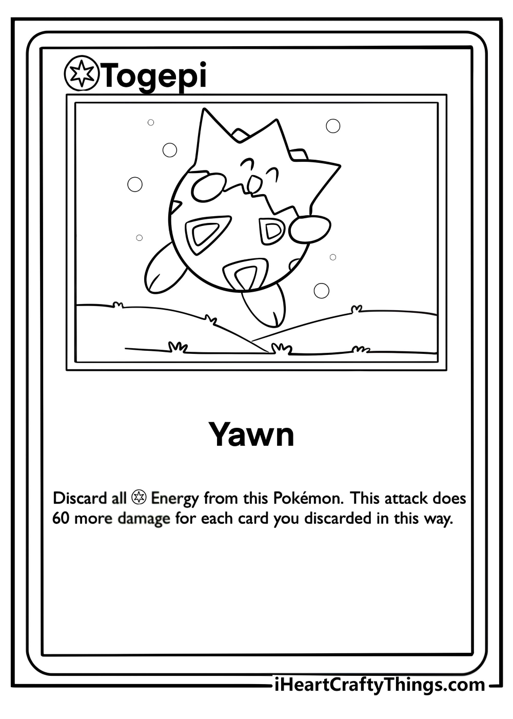 Togepi pokemon card looking cute and cheerful printable page