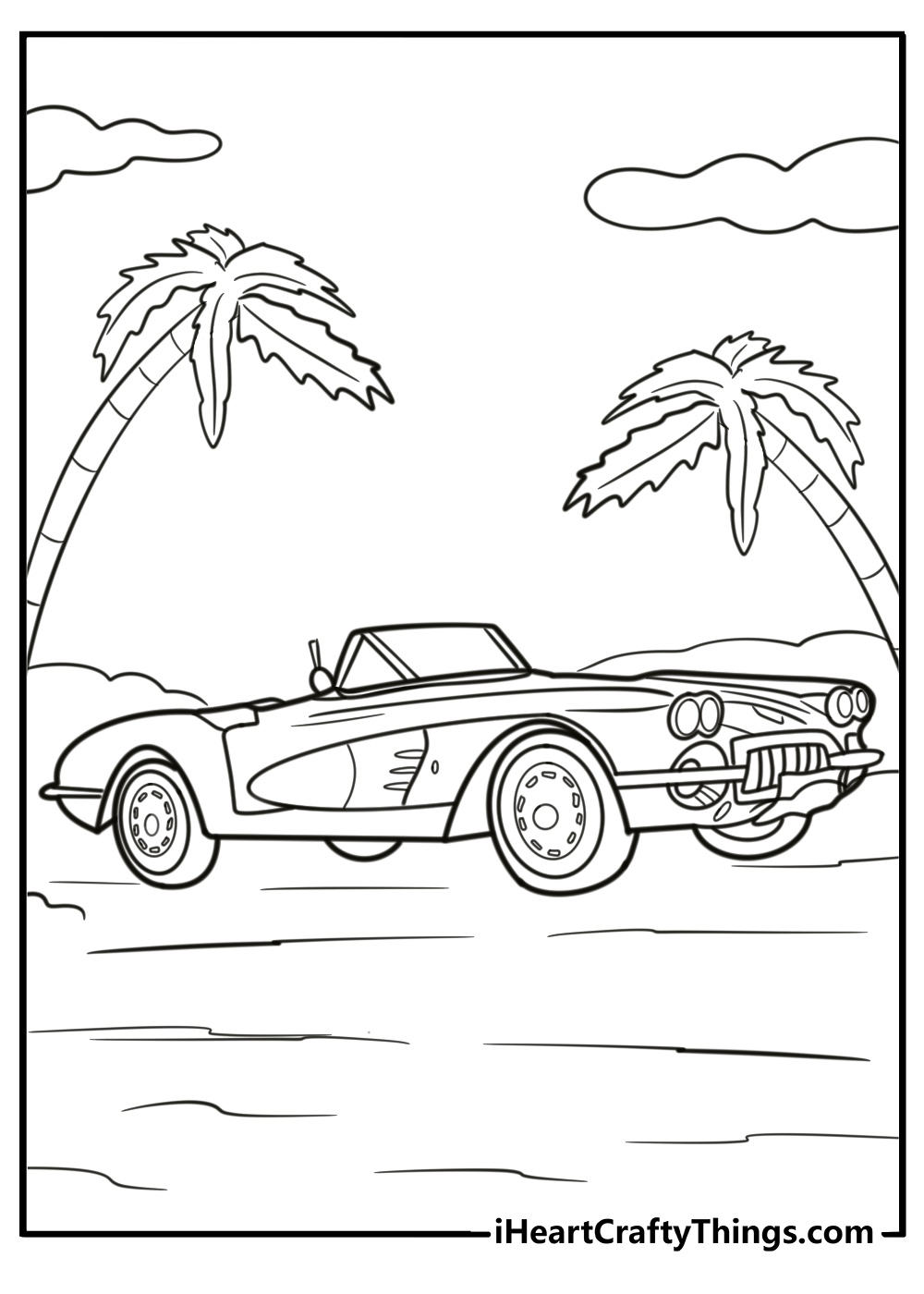 Vintage Corvette from the 1960s coloring page
