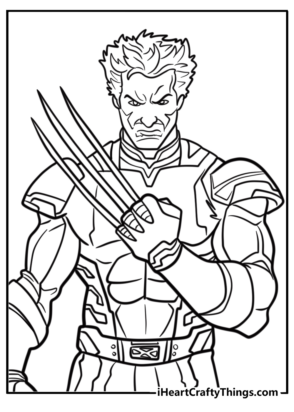 Wolverine extending adamantium claws detailed coloring sheet