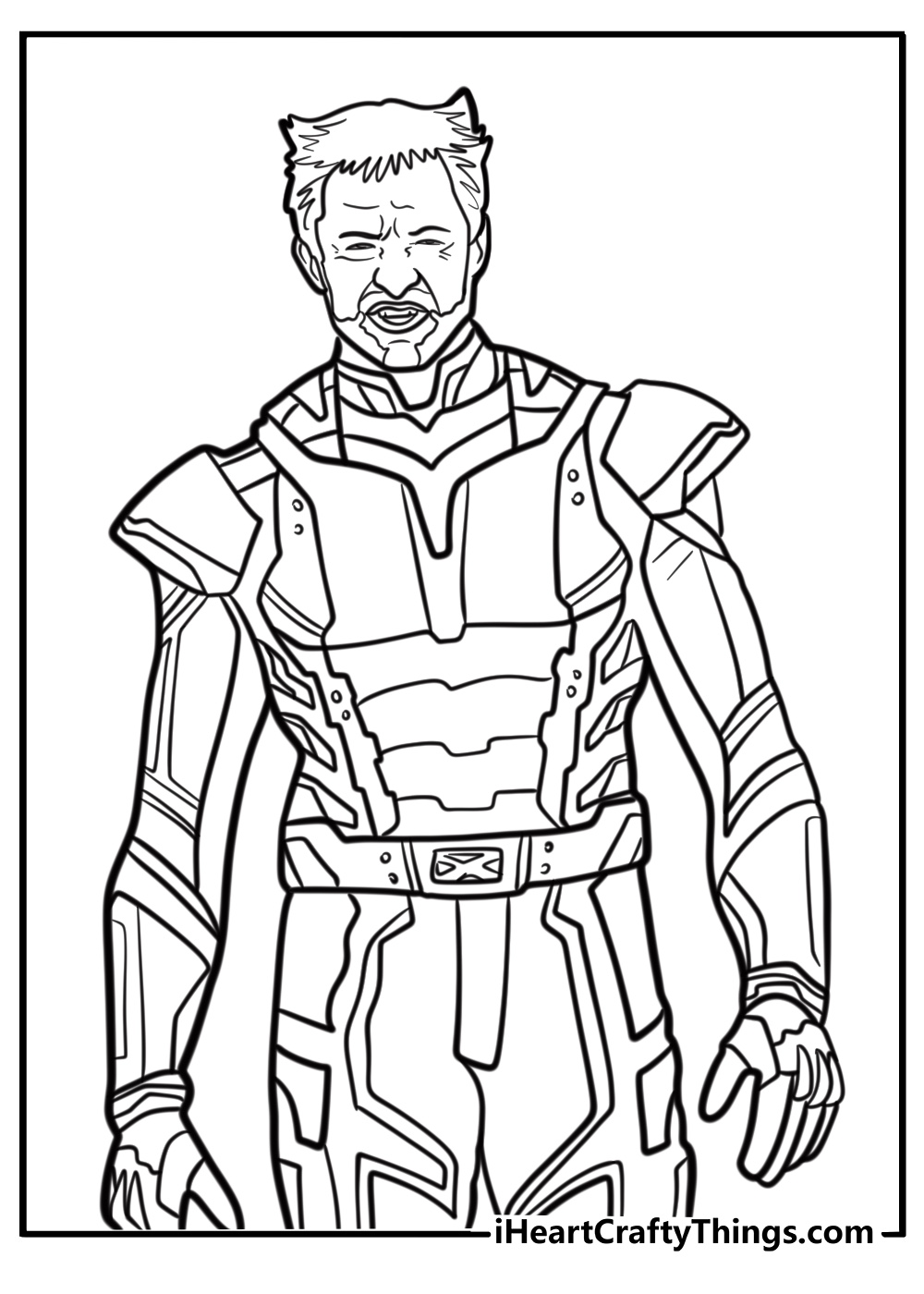 Wolverine in his classic yellow and blue costume coloring page for kids