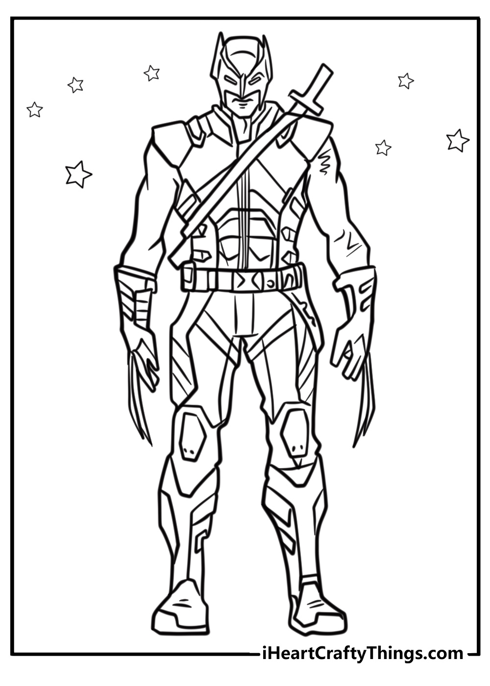 Wolverine in his X Men uniform coloring page