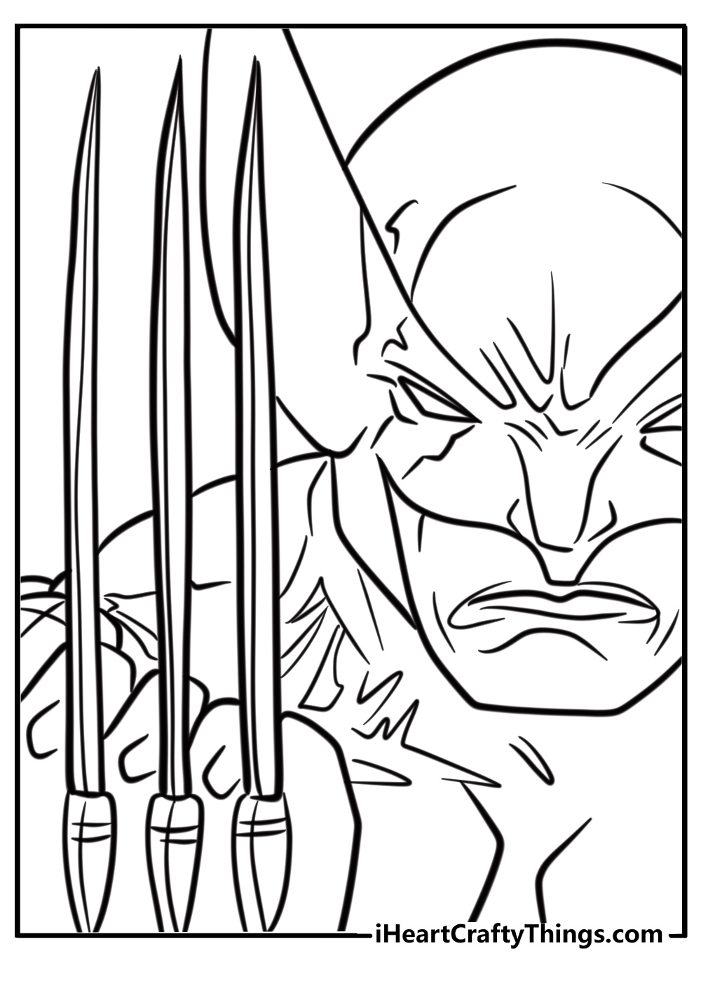 Young wolverine discovering his claws coloring page for kids