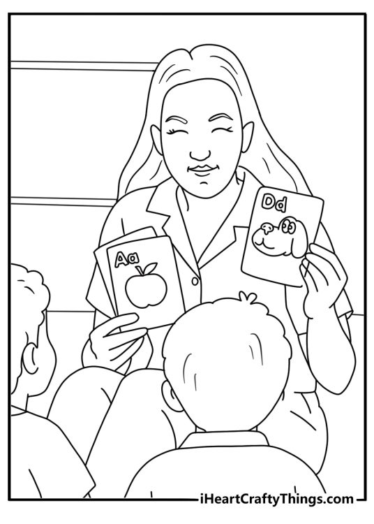 A teacher prepares flash cards for in this simple printable