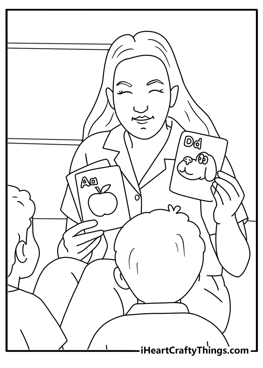 A teacher prepares flash cards for in this simple printable