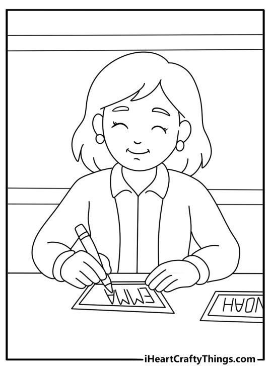 A teacher prepares name tags for new students in this easy printable