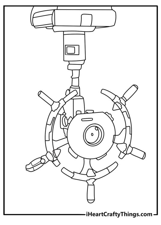 AUTO controls the spaceship in this detailed Wall E coloring sheet
