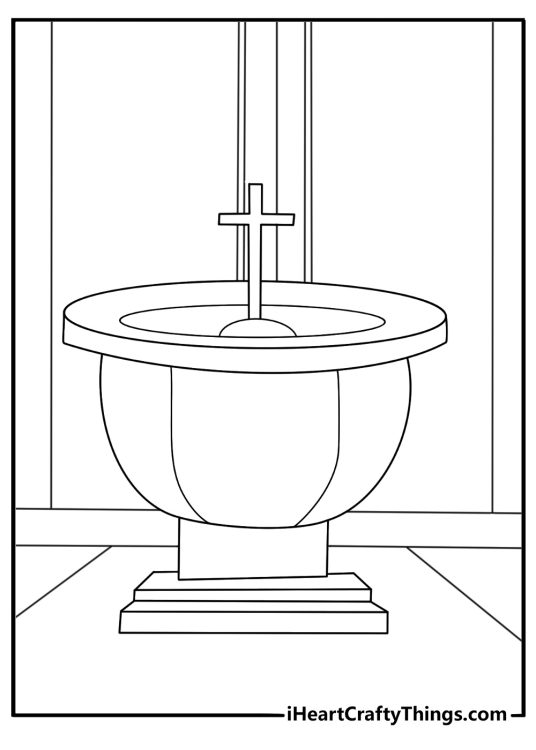 Baptism font near entry with carved pedestal easy church printable for kids