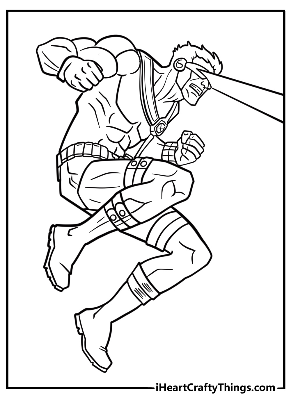 Cyclops shooting optic blast from his visor detailed coloring sheet