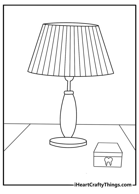Free Tooth Fairy printable of a tooth box beside a bedside lamp