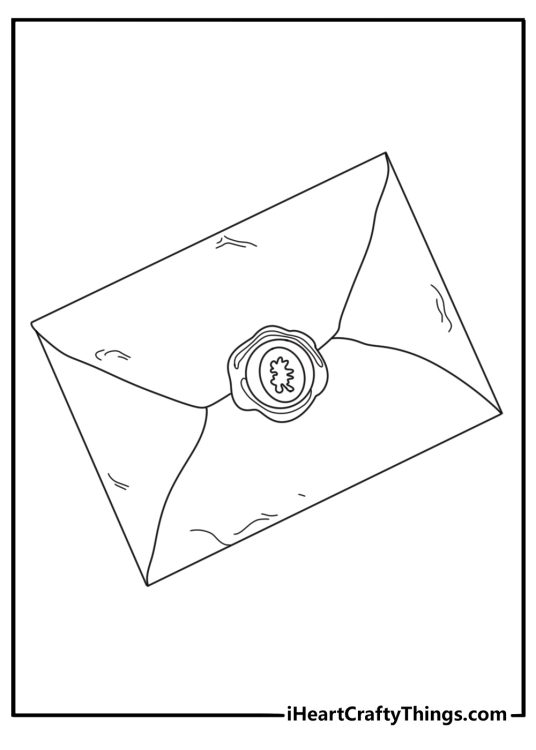 Free Vintage coloring pages coloring page with a wax seal and old letter