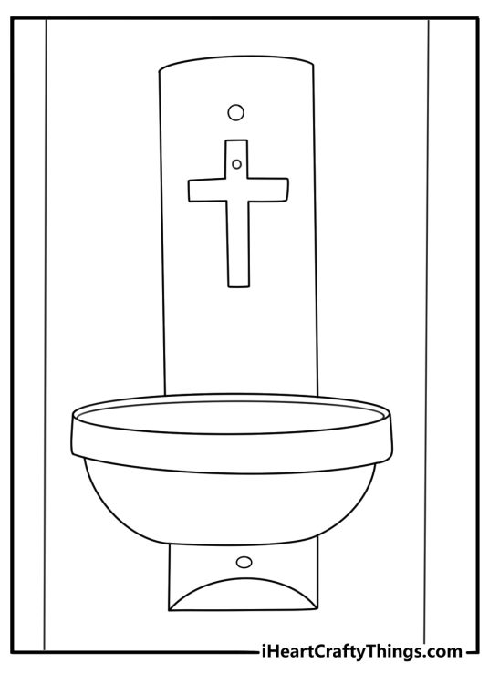 Holy water stoup by church doorway simple coloring sheet pdf