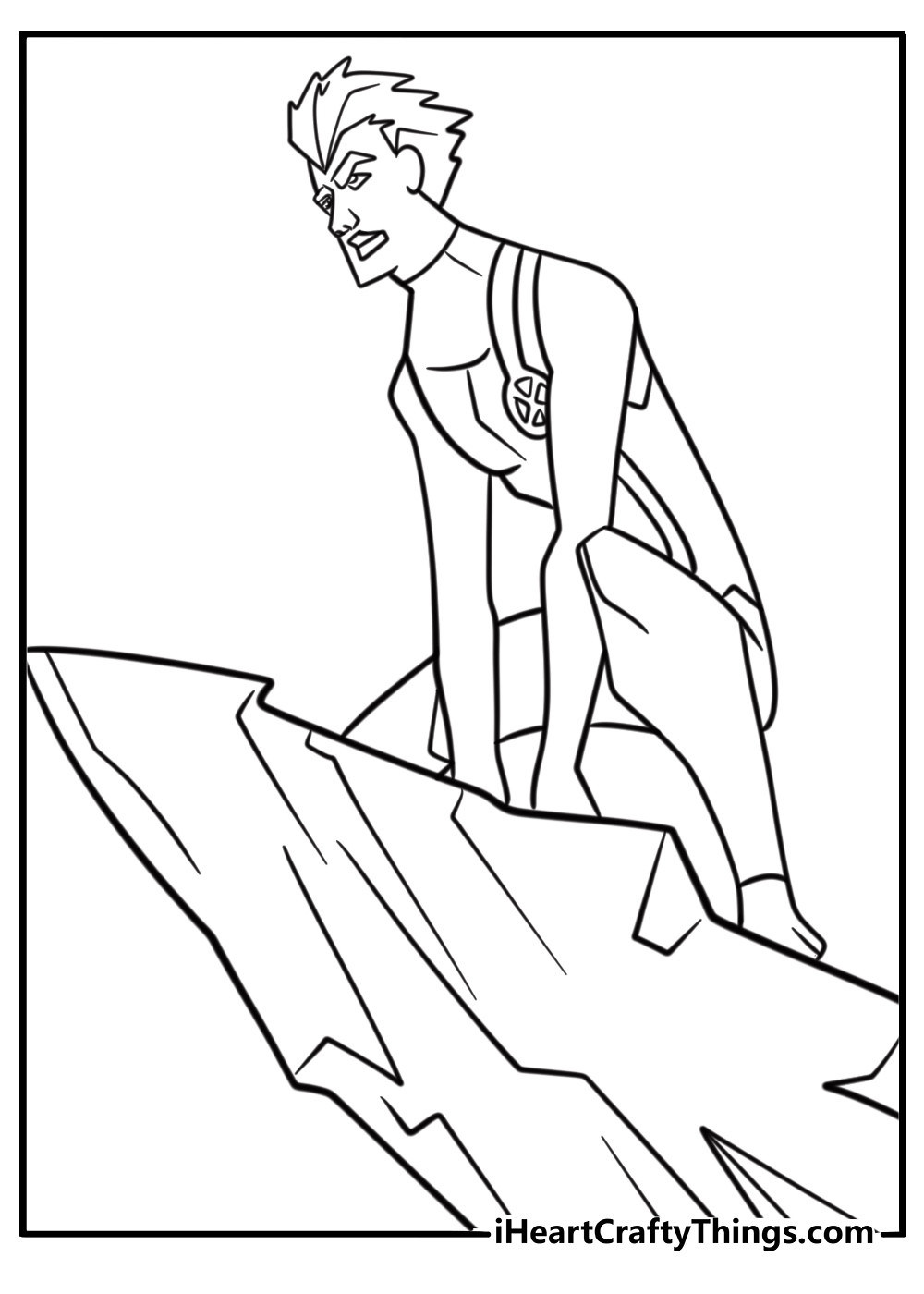 Iceman skating on ice path using his powers coloring page