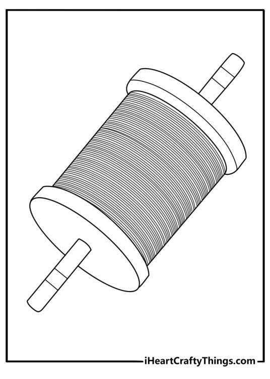 Kite string spool close view simple coloring page for kids