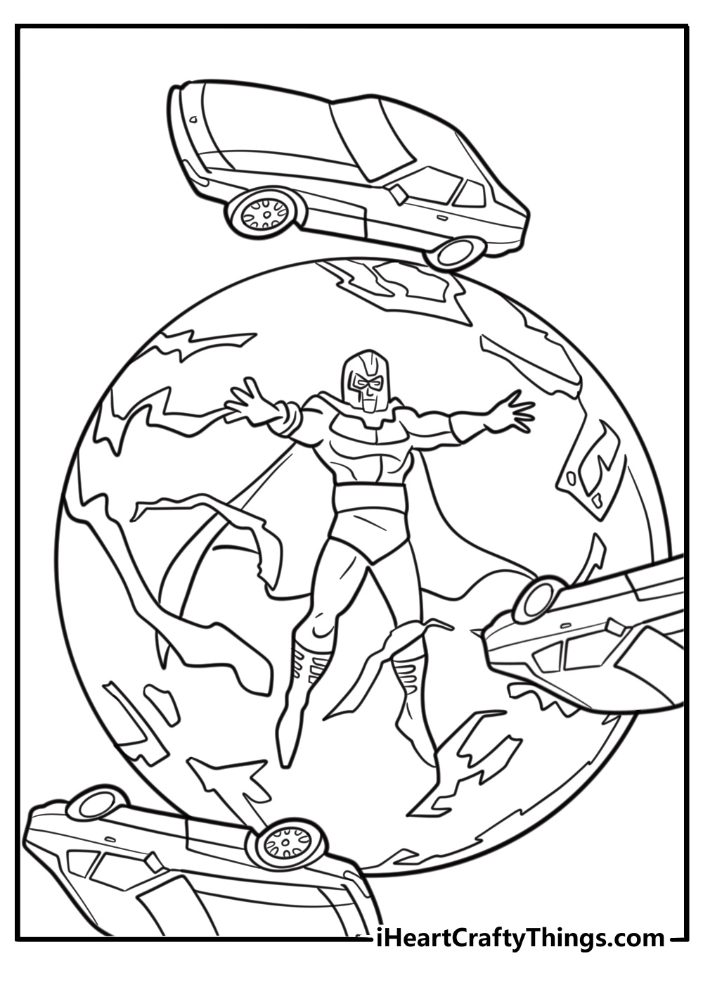 Magneto lifting cars with magnetic force printable coloring sheet