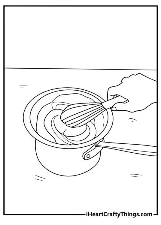Melting chocolate in double boiler simple coloring sheet for beginners